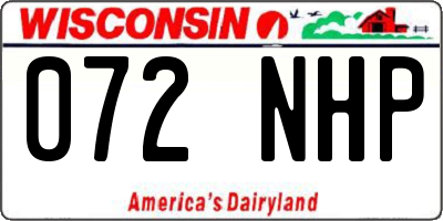 WI license plate 072NHP
