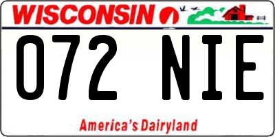 WI license plate 072NIE