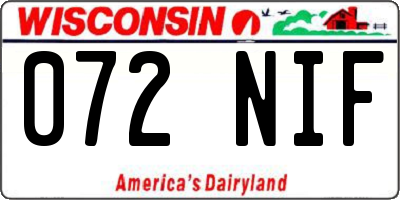 WI license plate 072NIF