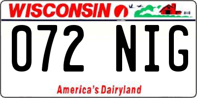 WI license plate 072NIG