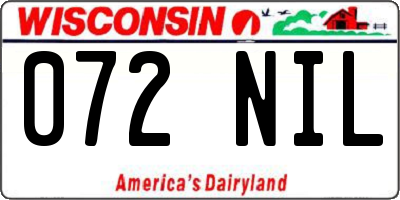 WI license plate 072NIL