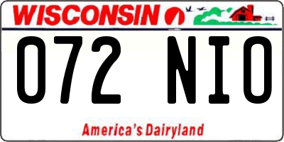WI license plate 072NIO