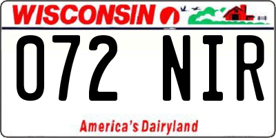 WI license plate 072NIR