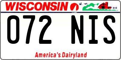 WI license plate 072NIS