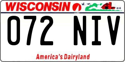 WI license plate 072NIV