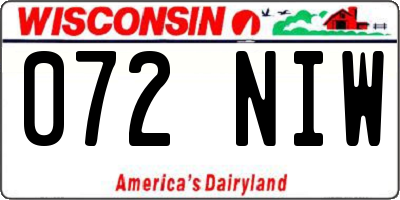 WI license plate 072NIW
