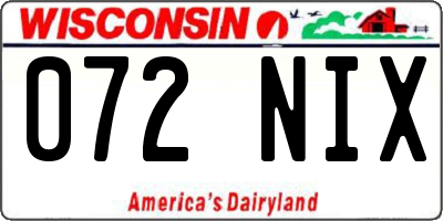WI license plate 072NIX