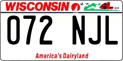 WI license plate 072NJL