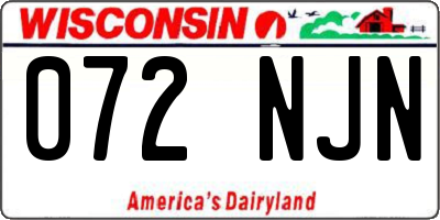 WI license plate 072NJN