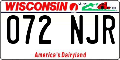 WI license plate 072NJR