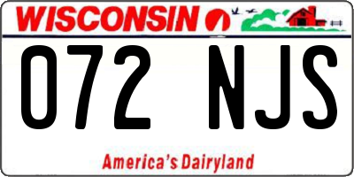 WI license plate 072NJS