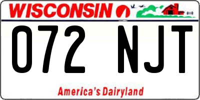 WI license plate 072NJT