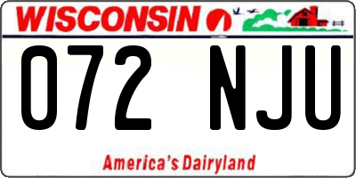 WI license plate 072NJU