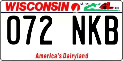 WI license plate 072NKB