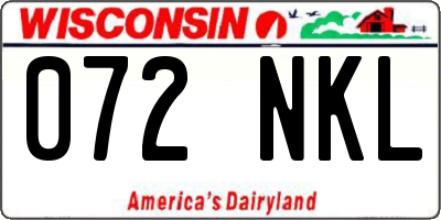 WI license plate 072NKL