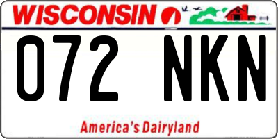 WI license plate 072NKN