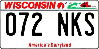 WI license plate 072NKS