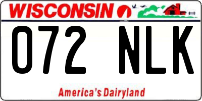 WI license plate 072NLK