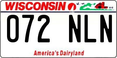 WI license plate 072NLN