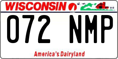 WI license plate 072NMP