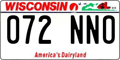 WI license plate 072NNO