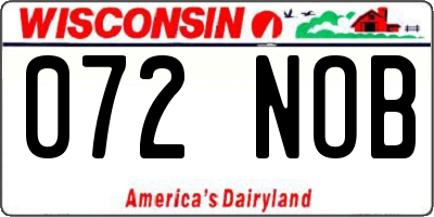 WI license plate 072NOB