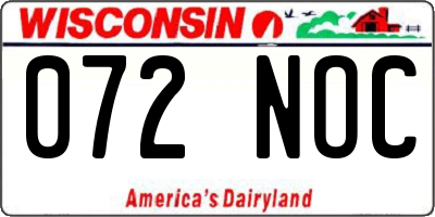 WI license plate 072NOC