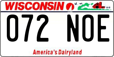WI license plate 072NOE