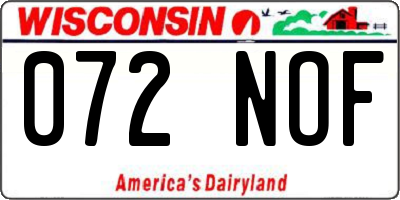 WI license plate 072NOF