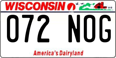 WI license plate 072NOG