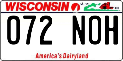 WI license plate 072NOH