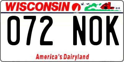 WI license plate 072NOK