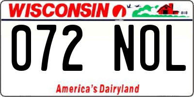 WI license plate 072NOL