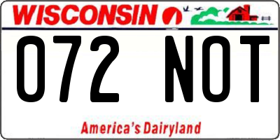 WI license plate 072NOT