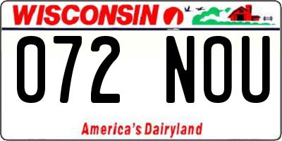 WI license plate 072NOU