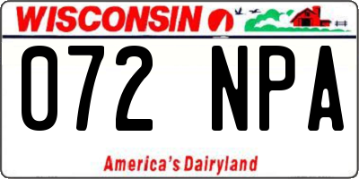 WI license plate 072NPA