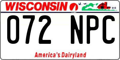 WI license plate 072NPC
