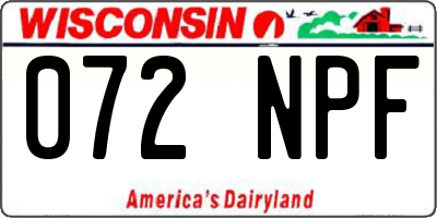 WI license plate 072NPF
