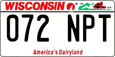 WI license plate 072NPT