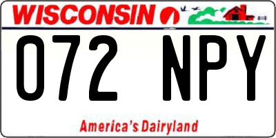 WI license plate 072NPY
