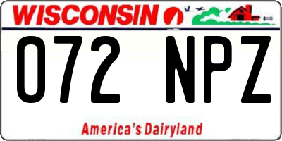 WI license plate 072NPZ
