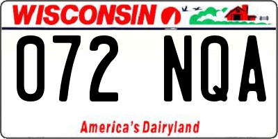 WI license plate 072NQA