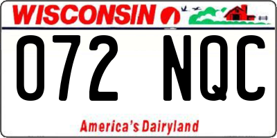 WI license plate 072NQC