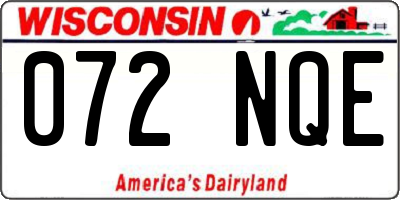 WI license plate 072NQE