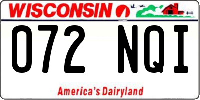 WI license plate 072NQI