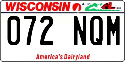 WI license plate 072NQM