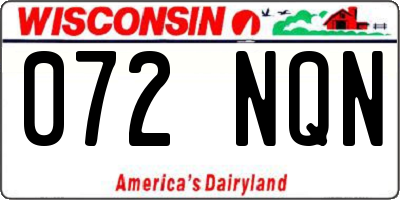 WI license plate 072NQN