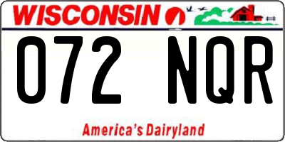 WI license plate 072NQR