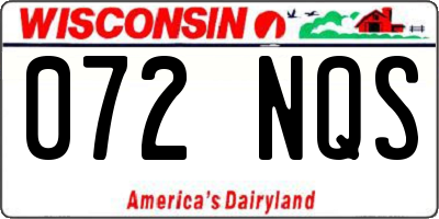 WI license plate 072NQS