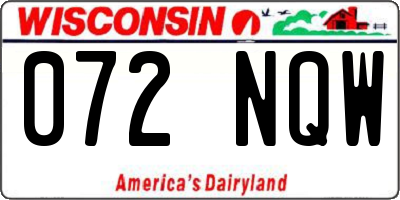 WI license plate 072NQW
